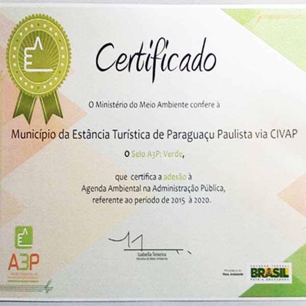 Paraguaçu Paulista recebe Selo de Sustentabilidade na Administração Pública