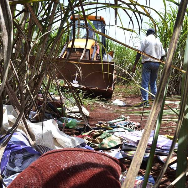 Profissionais realizam limpeza em local de depósito indevido de lixo em Maracaí