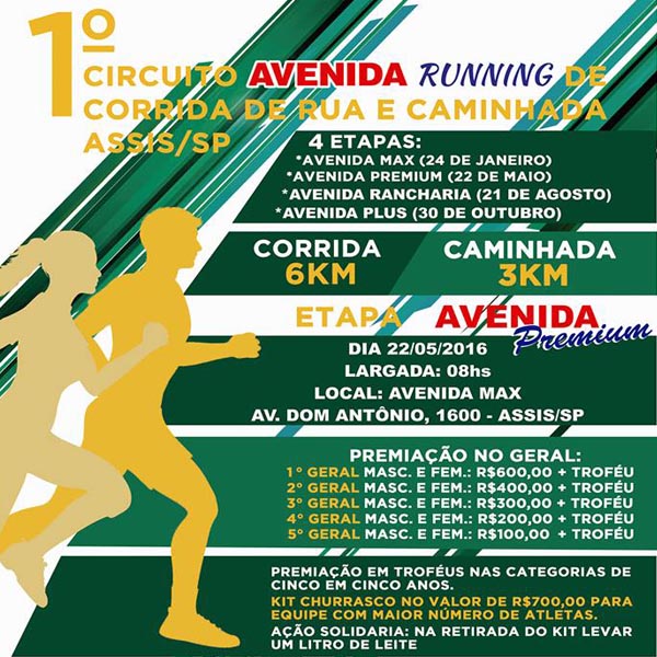 Equipe paraguaçuense convida interessados em participar de etapa do 1º Circuito Avenida Running