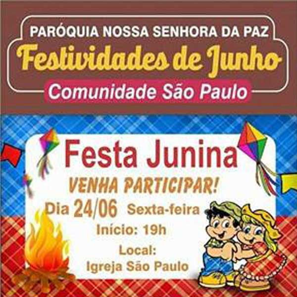 Comunidade São Paulo divulga festividades do mês de junho