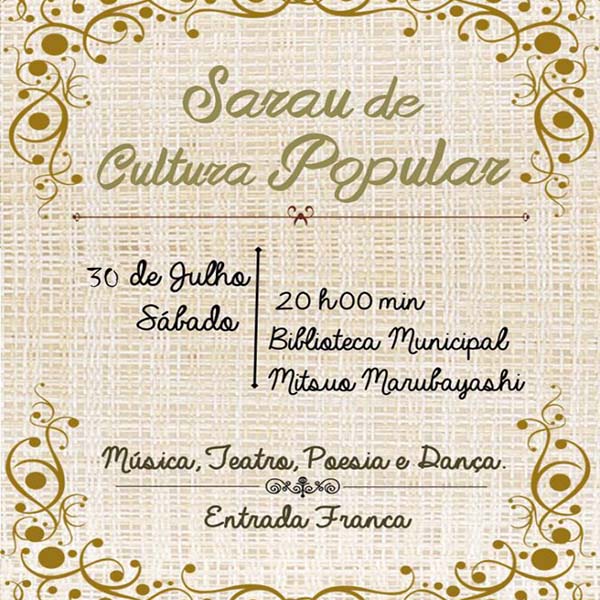 Tem Sarau Cultural neste sábado na Biblioteca de Paraguaçu