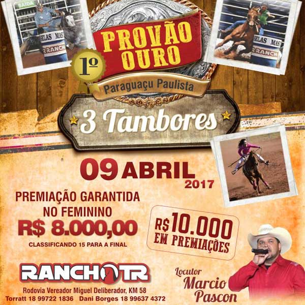 1º Provão Ouro dos Três Tambores acontece neste domingo em Paraguaçu Paulista