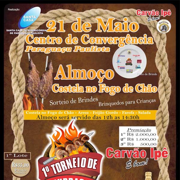 'Almoço costela no fogo de chão' acontece neste domingo em Paraguaçu Paulista