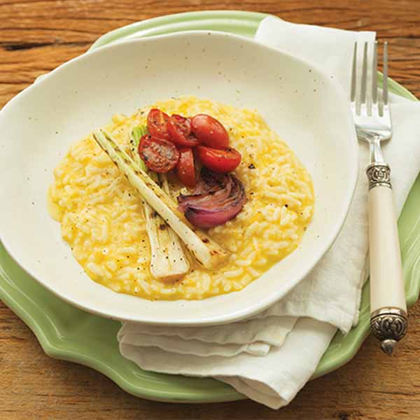 Risoto de alho-poró na pressão