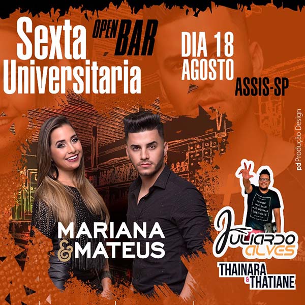 Sexta Universitária Open Bar acontece hoje em Assis
