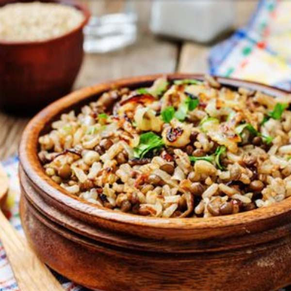 Arroz com lentilha para o ano-novo