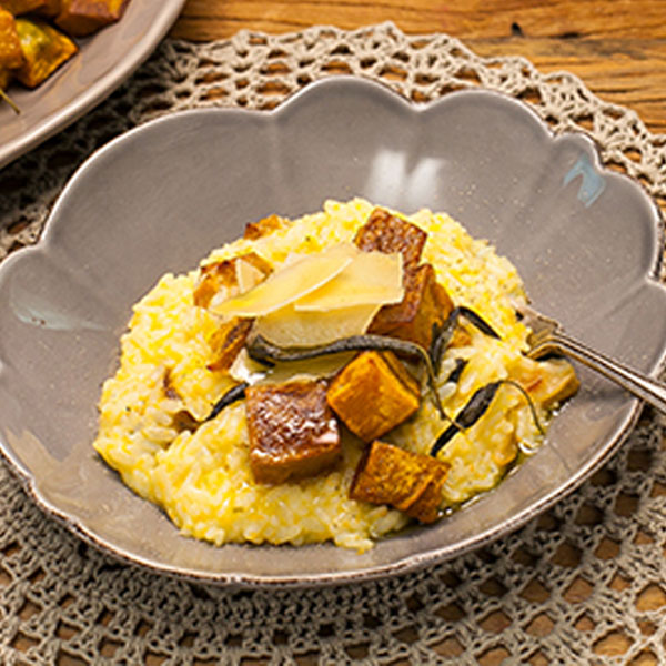 Risoto na pressão com abóbora assada