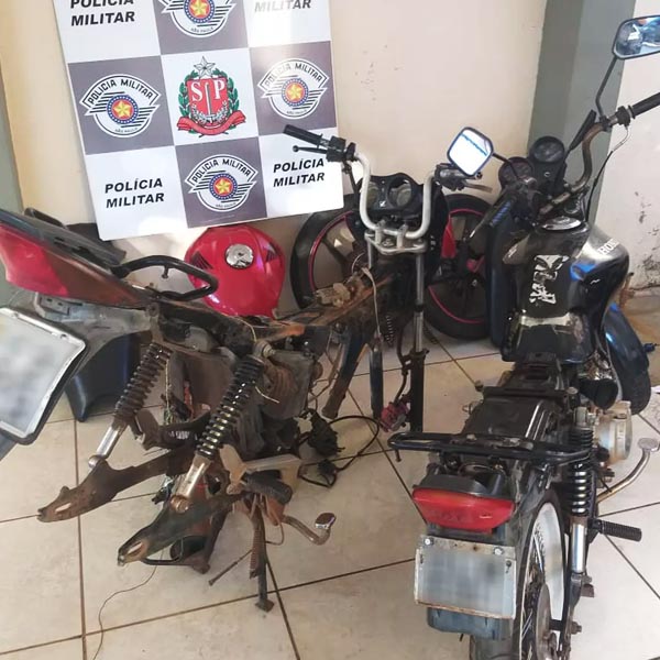 Abordagem policial descobre desmanche de motocicletas em meio a canavial em Rancharia