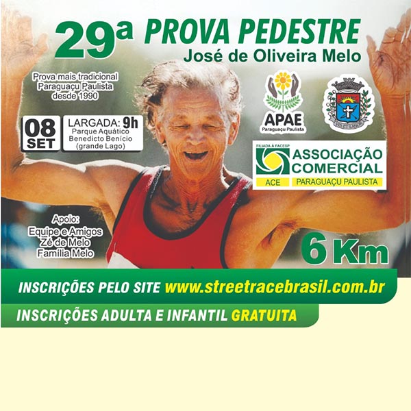 29ª Prova Pedestre José de Oliveira Melo está com inscrições abertas