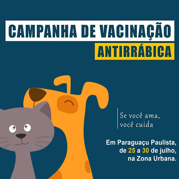 Começa hoje a vacinação contra raiva em cães e gatos na zona urbana de Paraguaçu