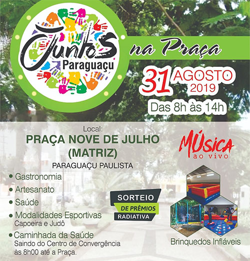 '1º Juntos na Praça' terá várias atividades ao público em comemoração à Semana da Pátria