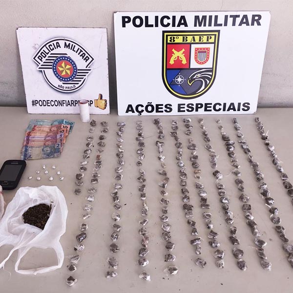Mais de 200 porções de maconha são apreendidas em Paraguaçu Paulista
