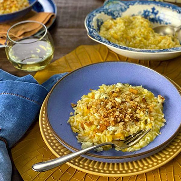 Risoto de gorgonzola e pera rápido na pressão