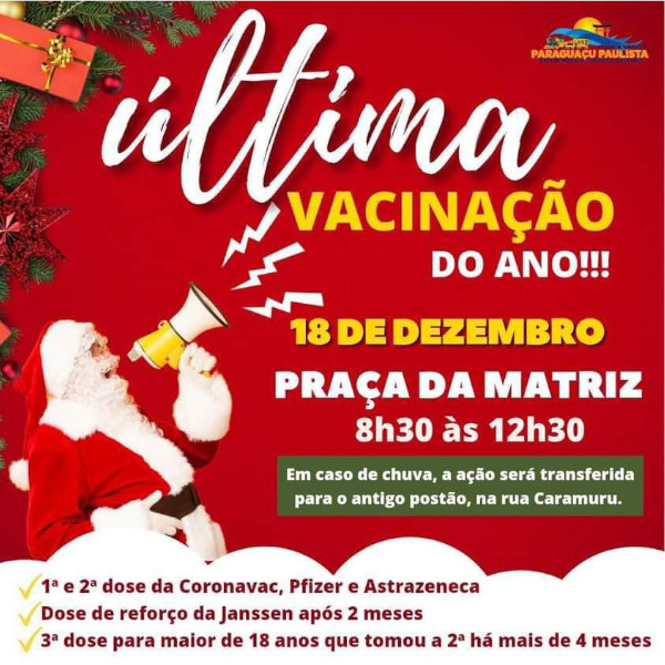 Hoje tem vacinação contra Covid-19 em Paraguaçu
