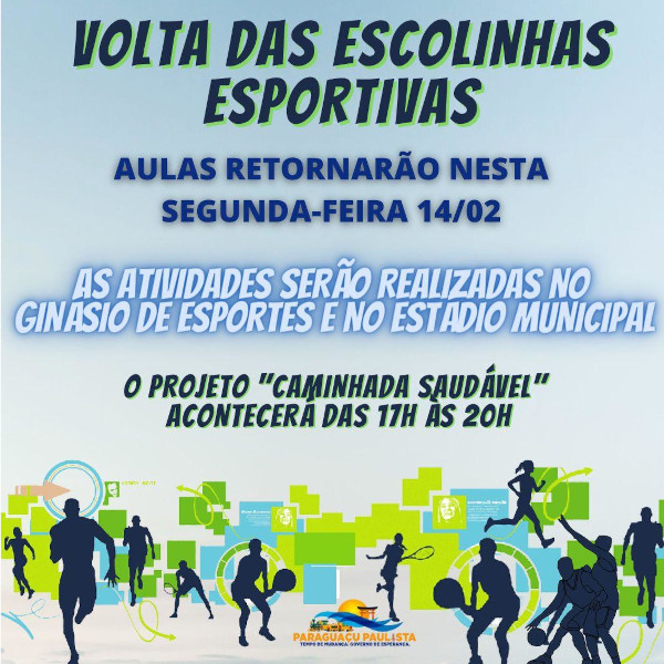 Escolinhas de Esportes de Paraguaçu retornam as aulas na segunda, dia 14