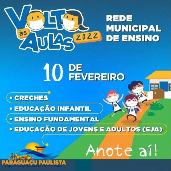 Rede municipal volta às aulas no dia 10 de fevereiro