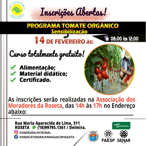 Bairro da Roseta terá Programa de Tomate Orgânico