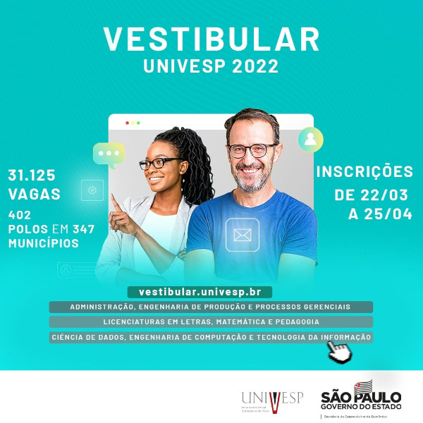 De hoje a 25 de abril, Univesp inscreve para 45 vagas em Paraguaçu