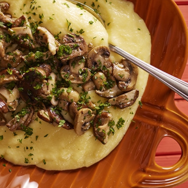 Polenta na pressão com cogumelos