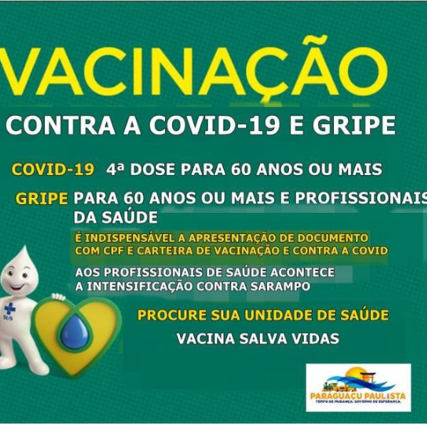 Saúde de Paraguaçu começa a aplicar 4ª dose da vacina contra a Covid-19 para pessoas de 60 anos