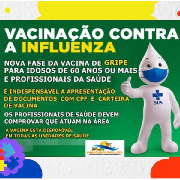 Paraguaçu começa a vacinar idosos acima de 60 anos e profissionais da saúde contra a gripe