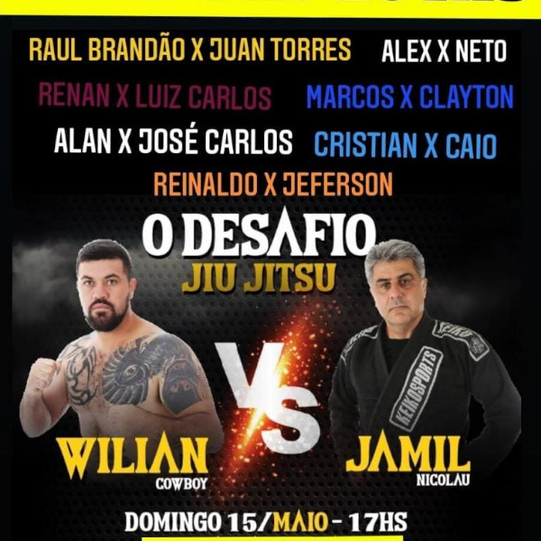 Neste domingo, tem luta de jiu-jitsu entre Wiliam Cowboy e Jamil Nicolau