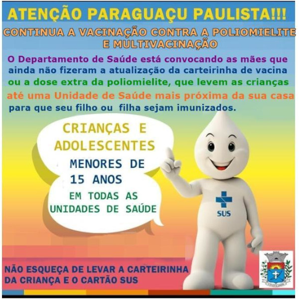 Vacinação de poliomielite e multivacinação prosseguem nas Unidades de Saúde de Paraguaçu