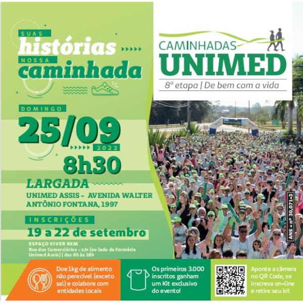 Unimed promove a 8ª Caminhada “De Bem com a Vida” dia 25 de setembro