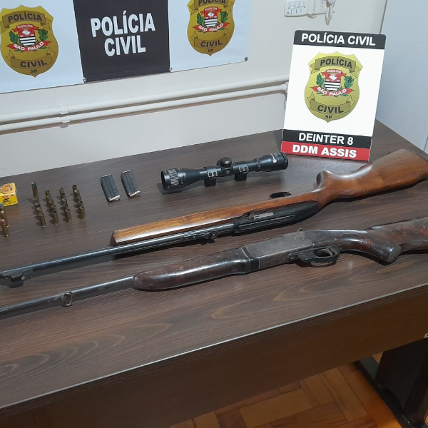 Armas e munições são apreendidas por policiais civis em chácara