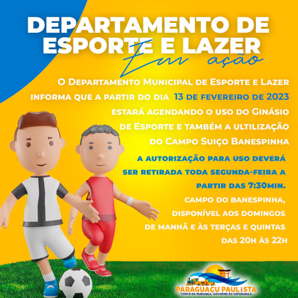 Esportes de Paraguaçu cadastra para a contratação de professores em Paraguaçu