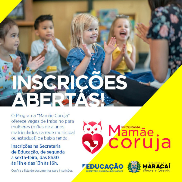 Secretaria de Educação de Maracaí abre inscrições para o programa “Mamãe Coruja”