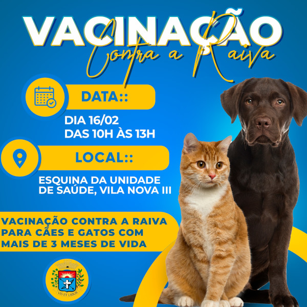 Hoje tem vacinação contra a raiva para cães e gatos