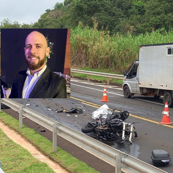 Colisão frontal entre dois caminhões resulta em morte de motociclista
