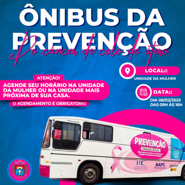 Saúde de Paraguaçu traz ônibus de coleta de preventivos contra o câncer de colo de útero