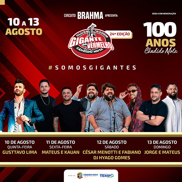 Em Cândido Mota, “Gigante Vermelho” divulga grade de shows 