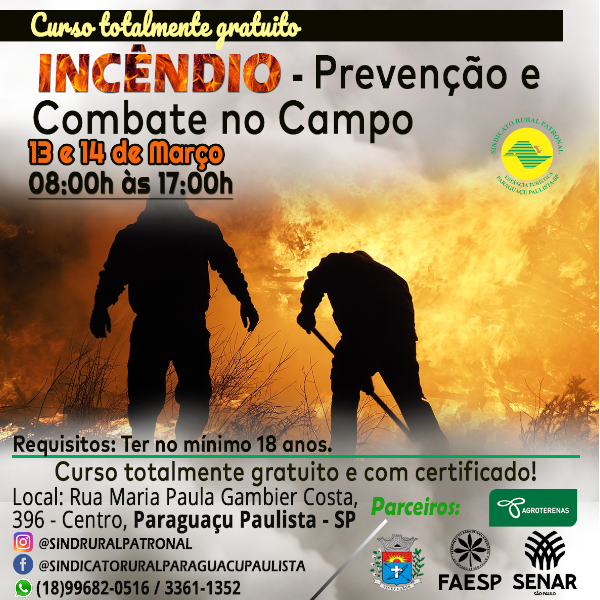 Sindicato Rural inscreve para curso de combate a incêndio
