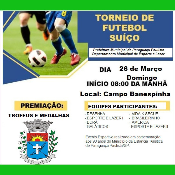 Domingo tem Torneio de Futebol Suíço no Campo do Banespinha