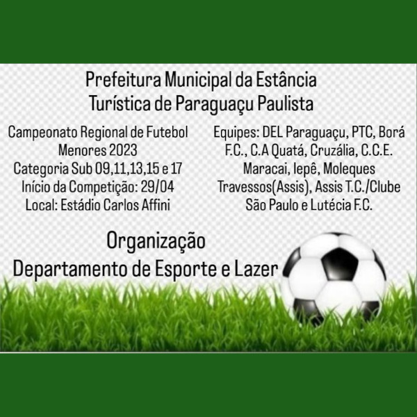 Campeonato Regional de Futebol Menores começa no dia 29 de abril