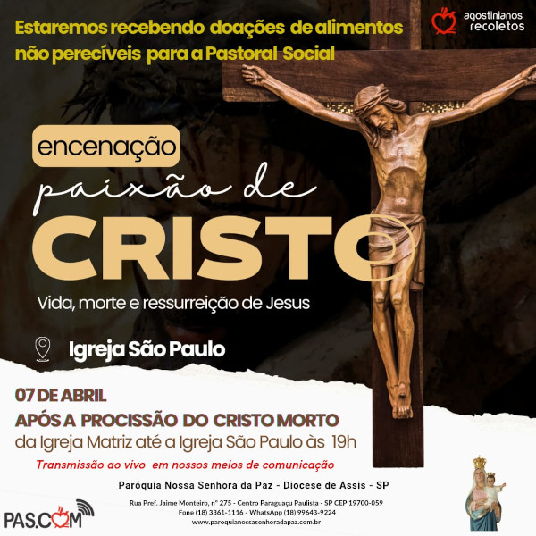 Paróquia de Paraguaçu Paulista celebra Semana Santa com programação especial