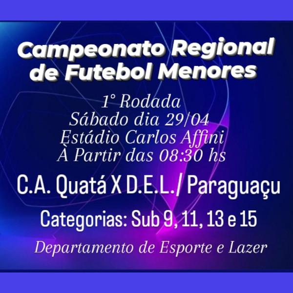 Campeonato Regional de Futebol Menores começa no próximo sábado, dia 29