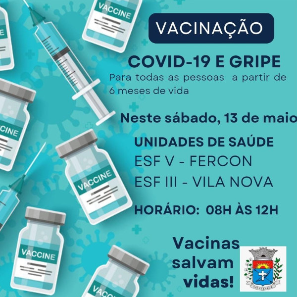 Unidades de Saúde Fercon e Vila Nova III terão plantão de vacinação contra a Covid e gripe hoje, 13