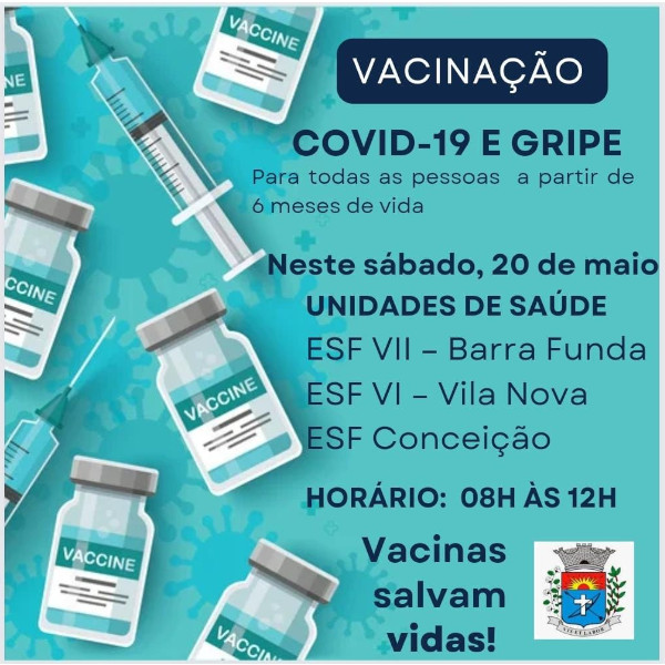 Unidades de Saúde Barra Funda VII, Vila Nova VI e Conceição terão plantão de vacinação sábado, 20