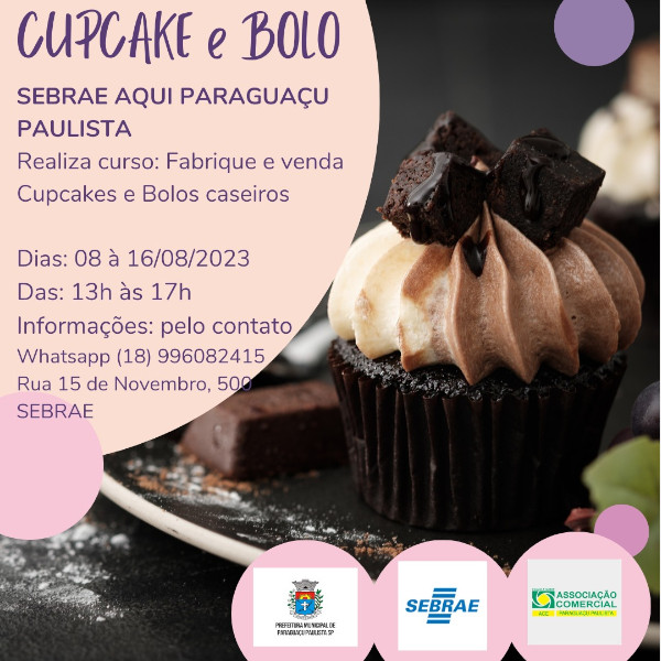 Abertas inscrições para curso de fabricação de cupcake e bolos caseiros em Paraguaçu Paulista