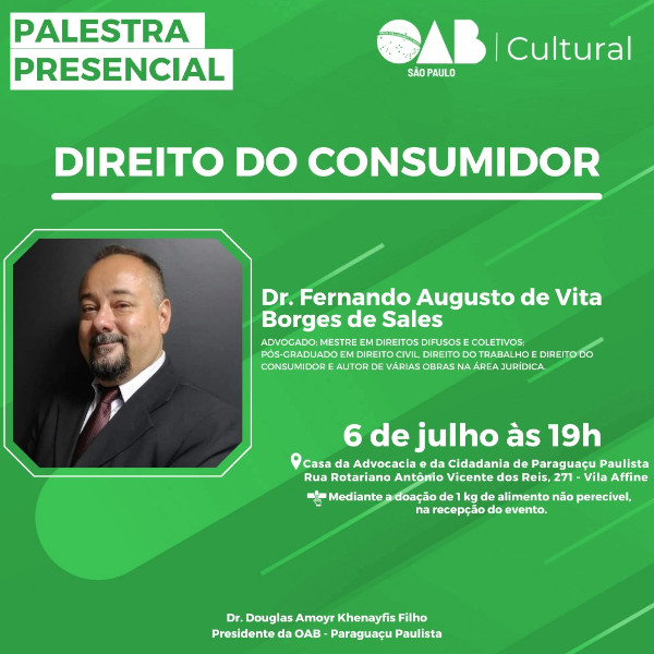 OAB de Paraguaçu promove palestra sobre “Direito do Consumidor”