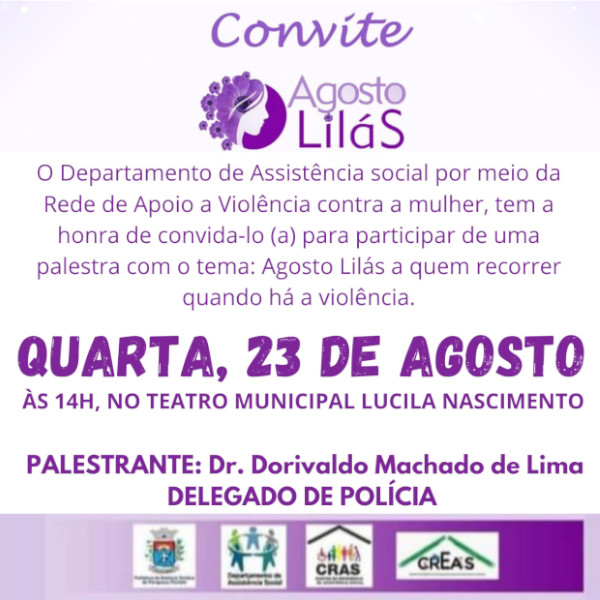 Departamento de Assistência Social promove palestra sobre o Agosto Lilás