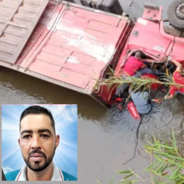 Caminhoneiro morre após ficar às ferragens de caminhão que caiu em rio