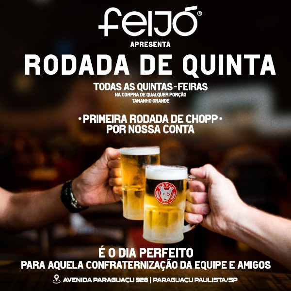 Restaurante Feijó de Paraguaçu Paulista tem promoção com chopp grátis hoje!