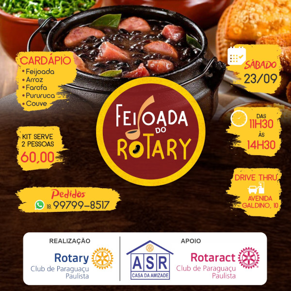 Vem aí a Feijoada do Rotary – “Drive Thrue”!
