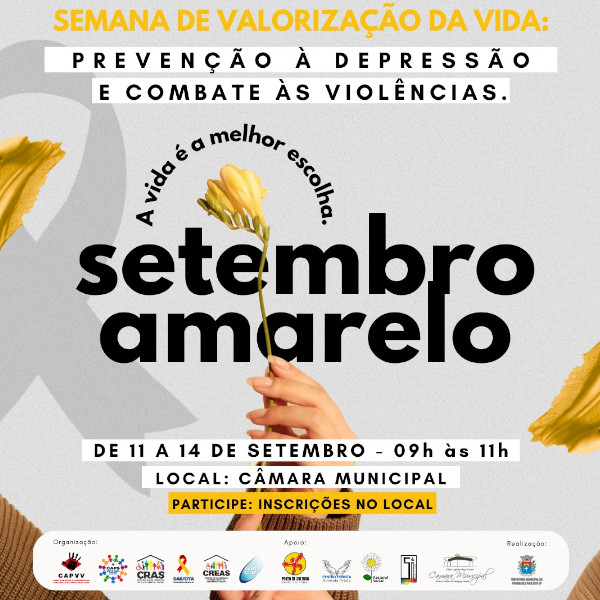 Paraguaçu terá Semana de Valorização da Vida com tema Prevenção à Depressão e Combate às Violências