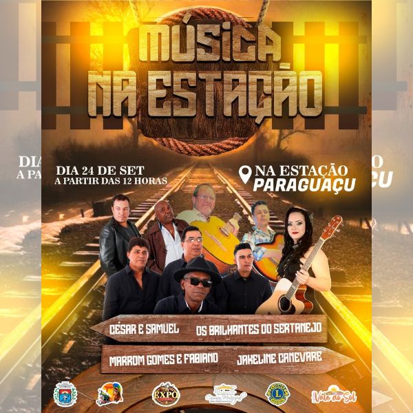Domingo, dia 24 de setembro, tem “Música na Estação”, em Paraguaçu Paulista